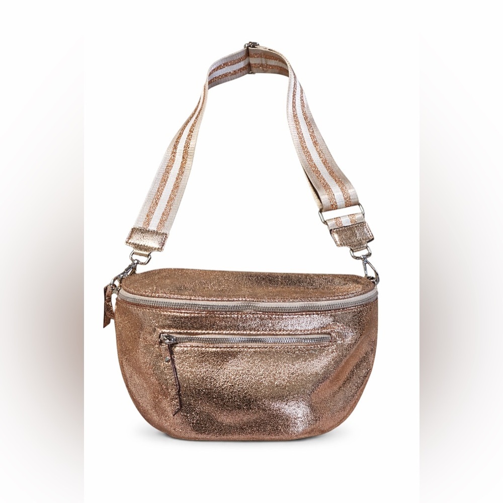 Rose Gold Glitter Belt Bag Fanny Pack Crossbody Adjustable Strap